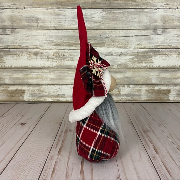 Christmas Plaid Flannel Wood Snowflake Gnome Handmade Holiday Red Home Decor - Picture 7 of 11